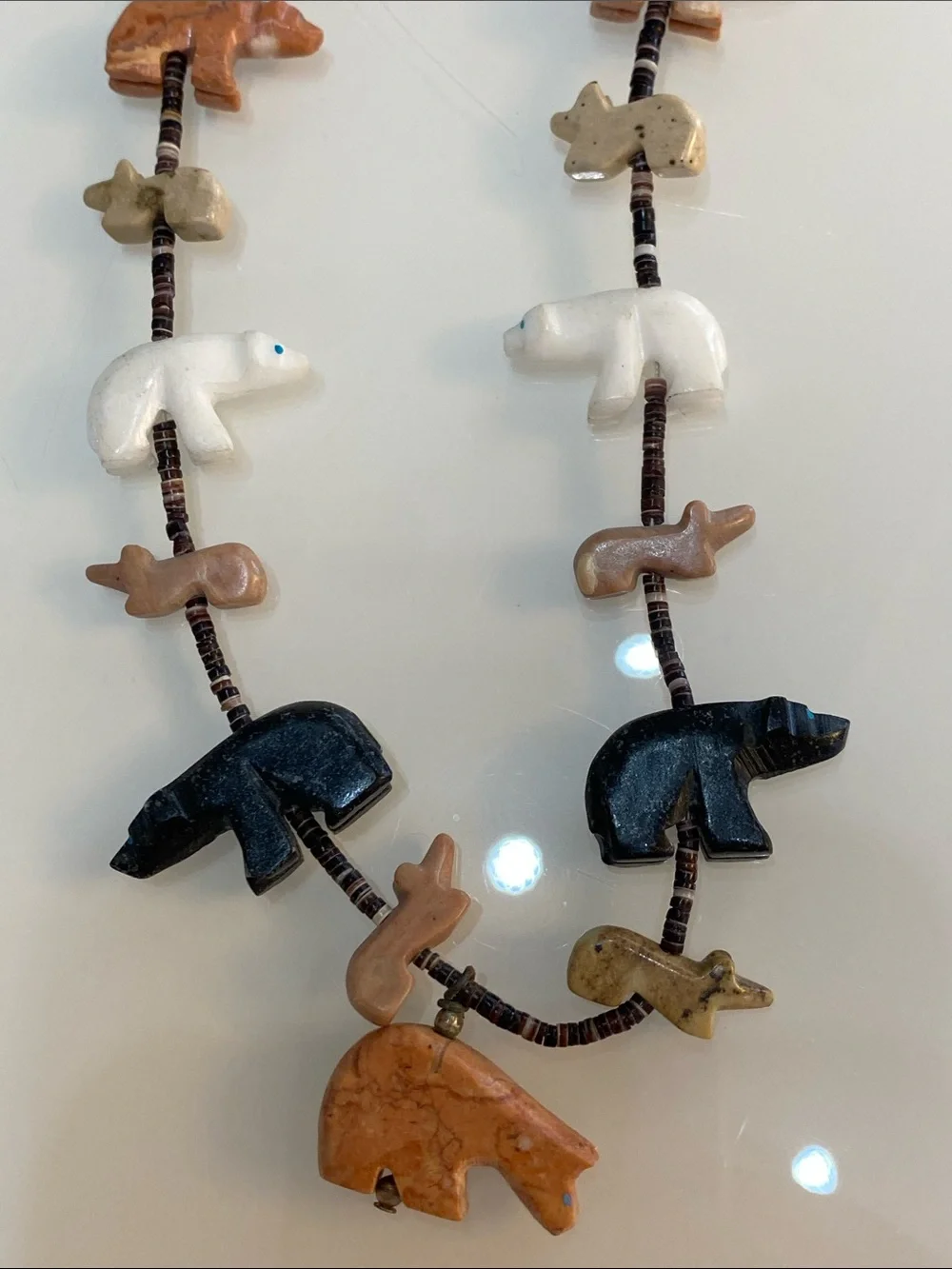 Vintage stone necklace animal carved - Picture 1 of 7